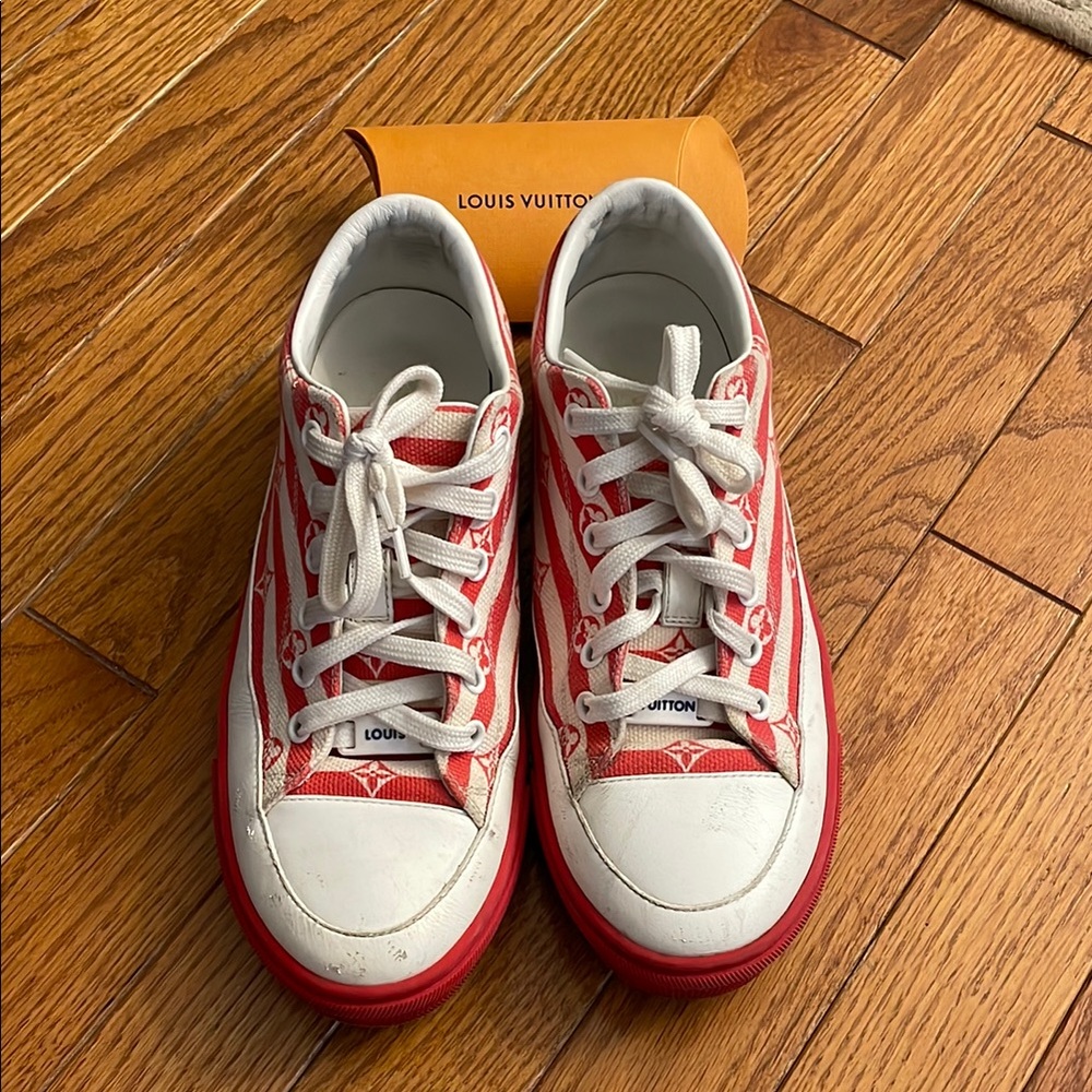 Louis Vuitton Red and White Sporty Sneakers